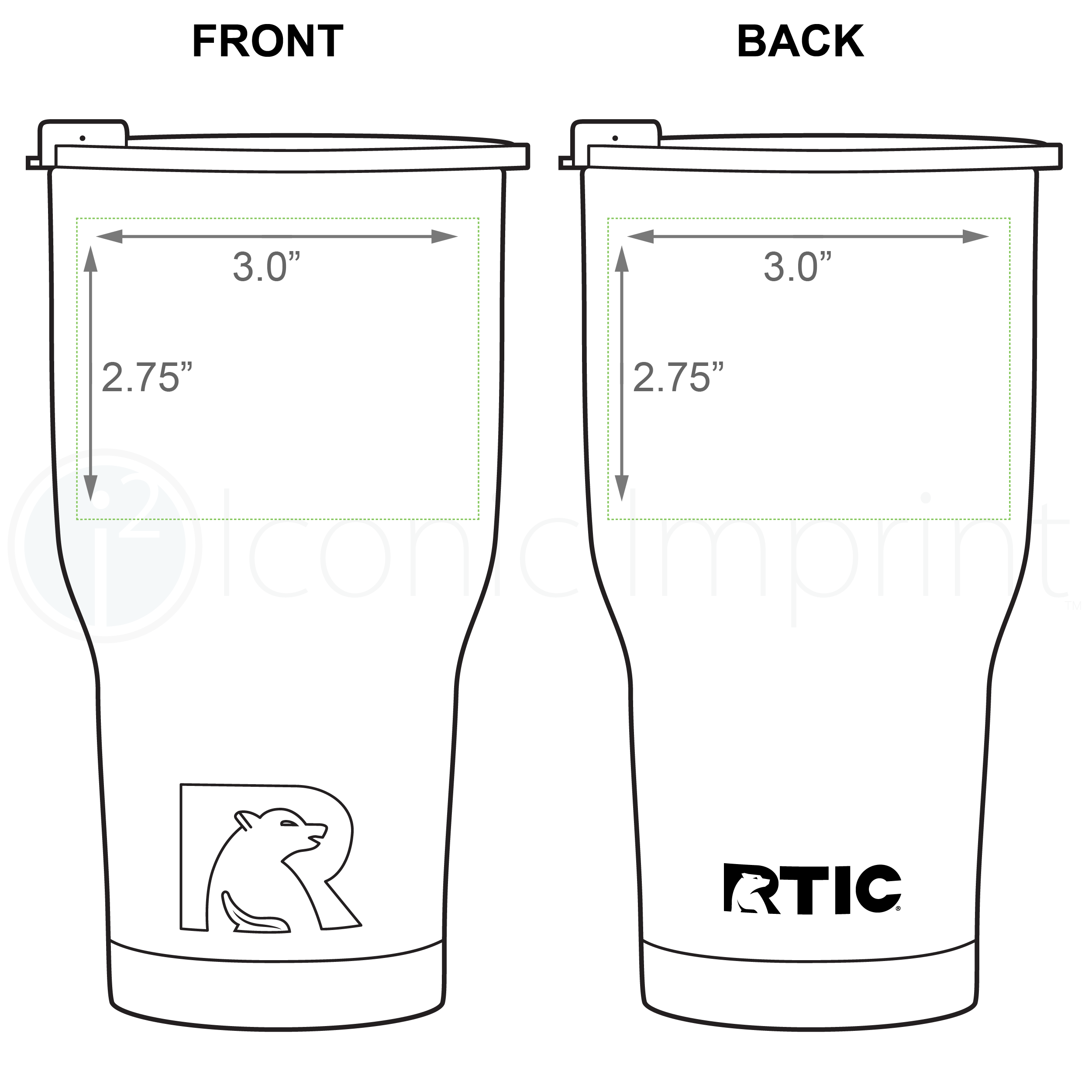 RTIC 20 oz Tumbler Imprint Area