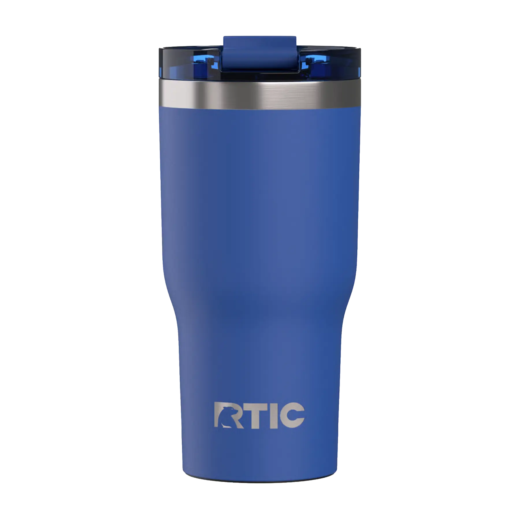 Back view of cobalt RTIC 20 oz Essential insulated tumbler