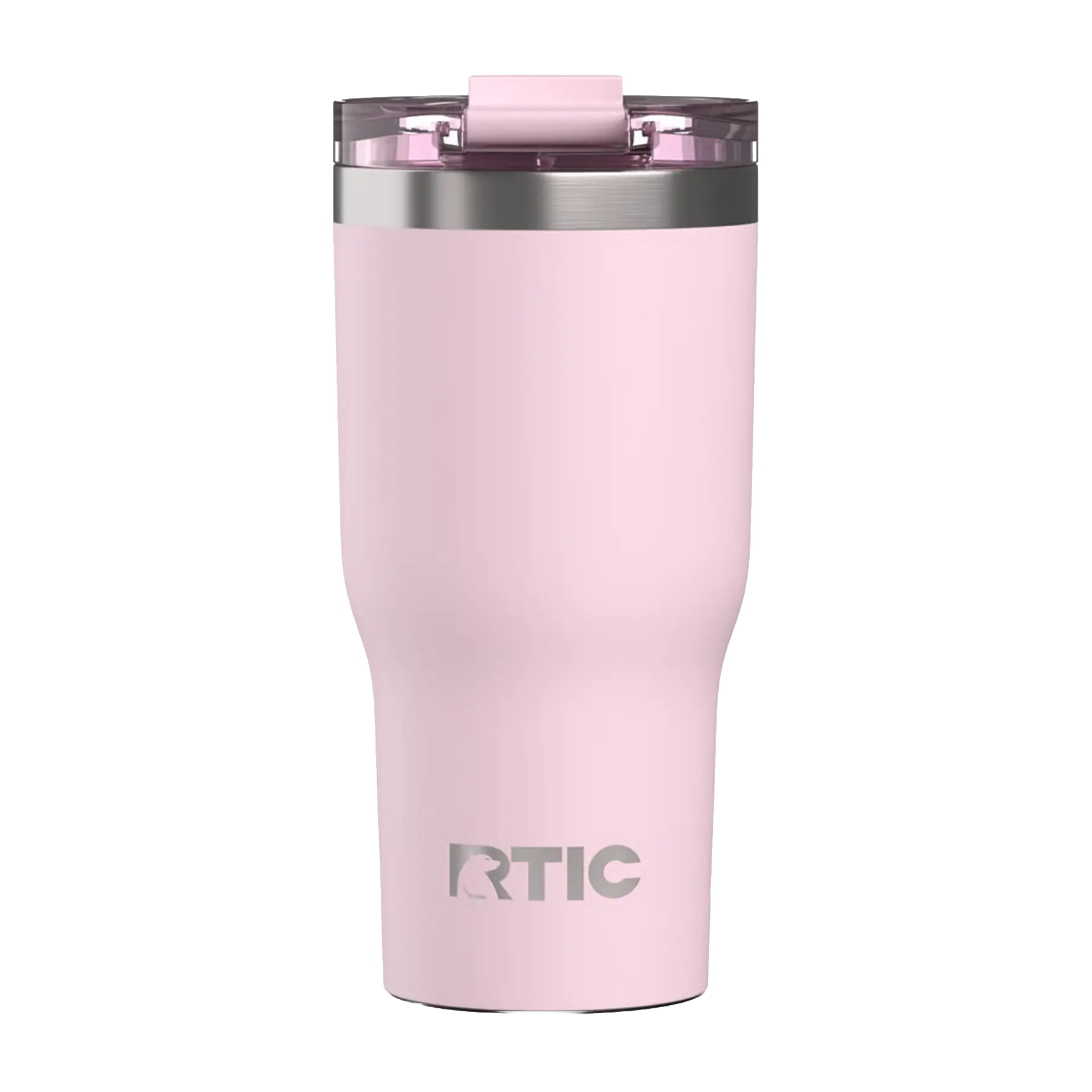 Back view of pale pink RTIC 20 oz Essential insulated tumbler