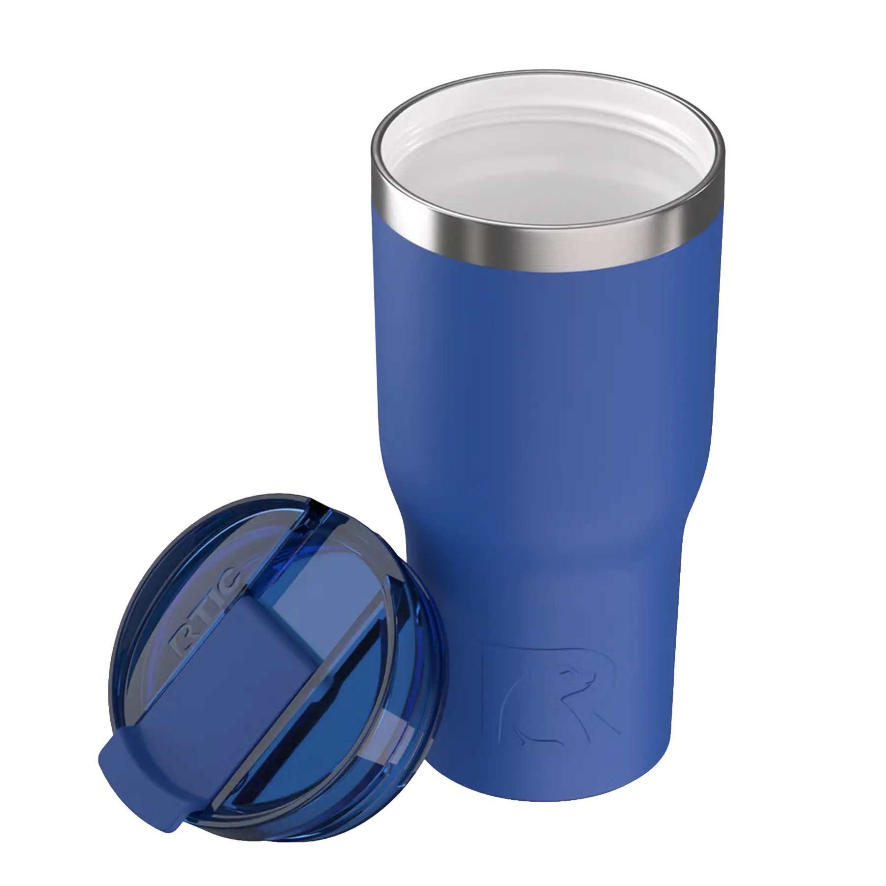 Ceramic-lined interior of cobalt RTIC 20 oz Essential tumbler