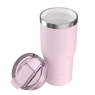 Ceramic-lined interior of pale pink RTIC 20 oz Essential tumbler