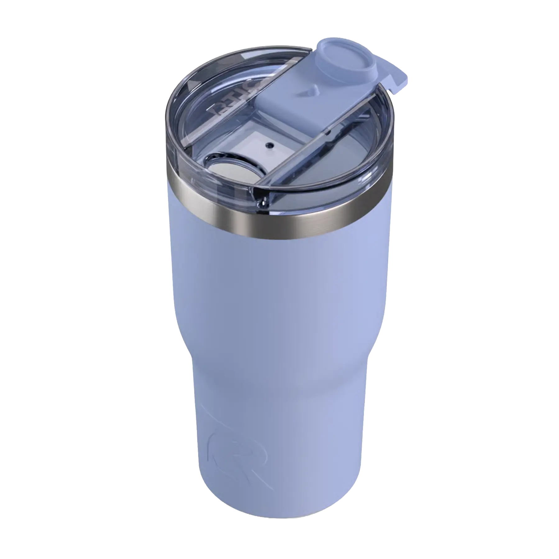 Spill-resistant travel lid for periwinkle RTIC 20 oz Essential tumbler