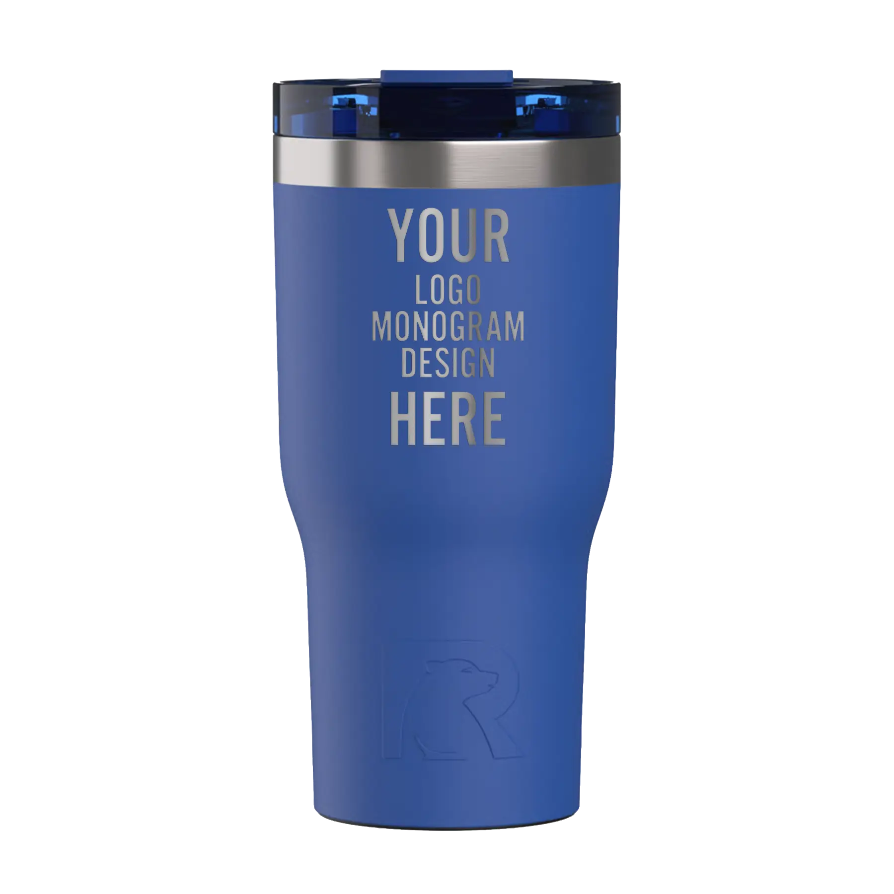 Personalized cobalt RTIC 20 oz Essential ceramic-lined tumbler with custom laser engraved logo, monogram, or design