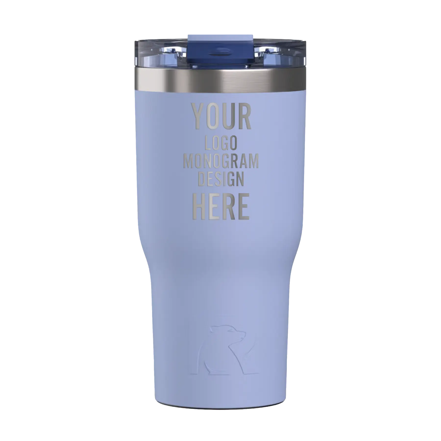 Personalized periwinkle RTIC 20 oz Essential ceramic-lined tumbler with custom laser engraved logo, monogram, or design