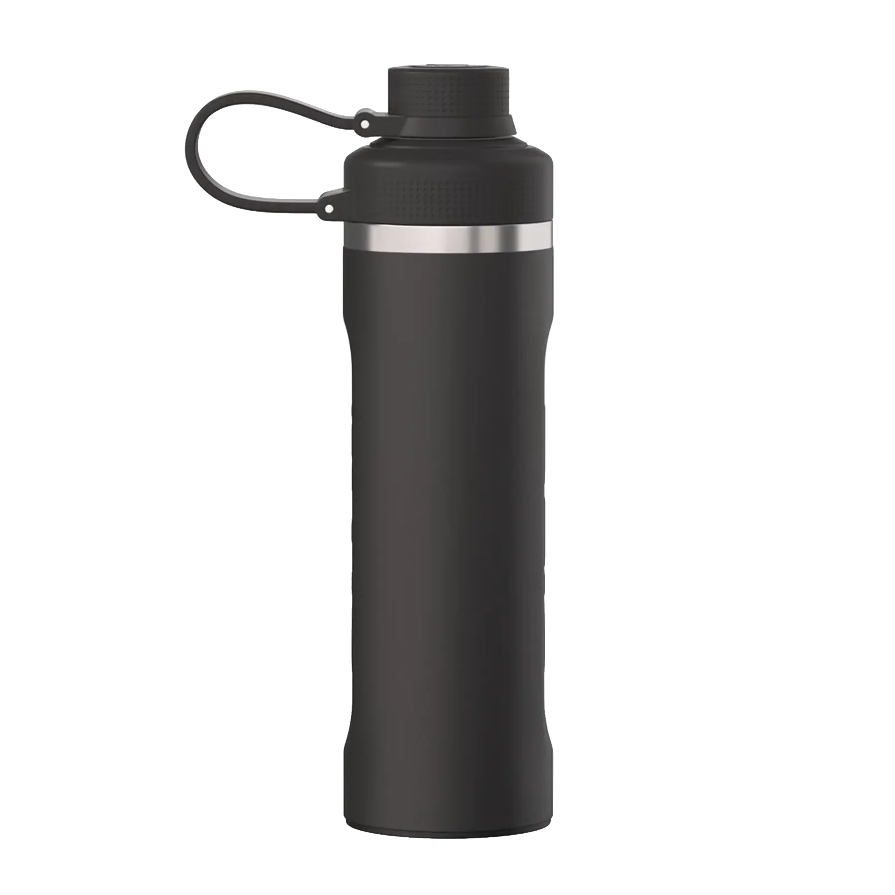 Back view of black RTIC 24 oz Refuel insulated water bottle