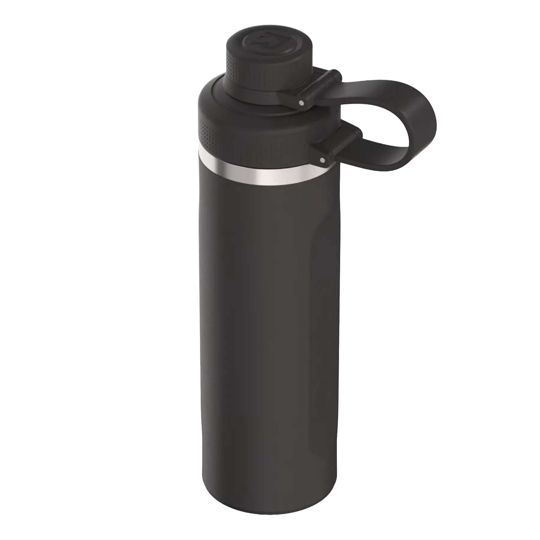 Top angle view of black RTIC 24 oz Refuel water bottle