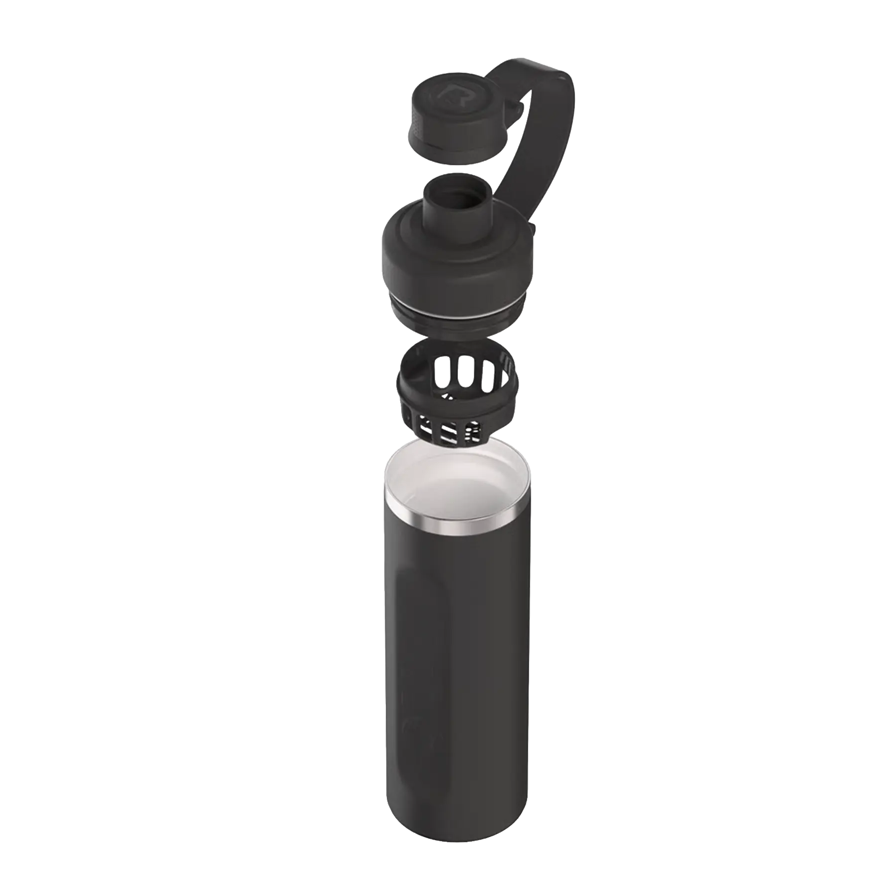 Removable shaker of black RTIC 24 oz Refuel water bottle
