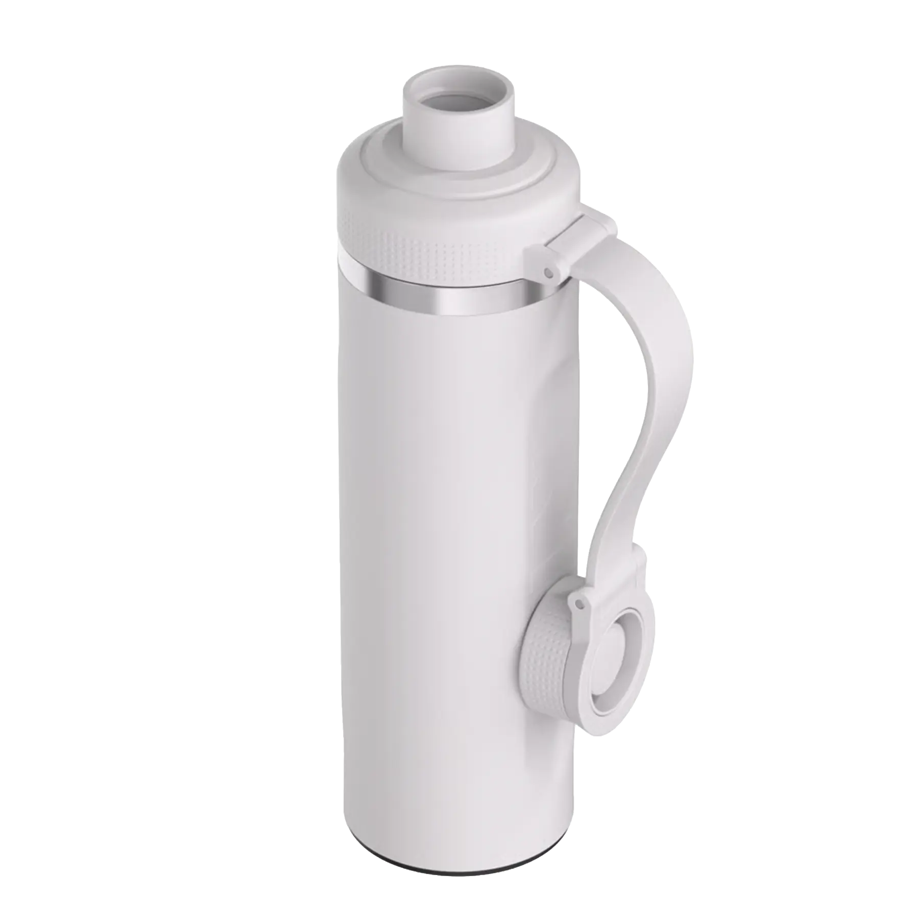 Magnetic lid angle view of cool grey RTIC 24 oz Refuel water bottle