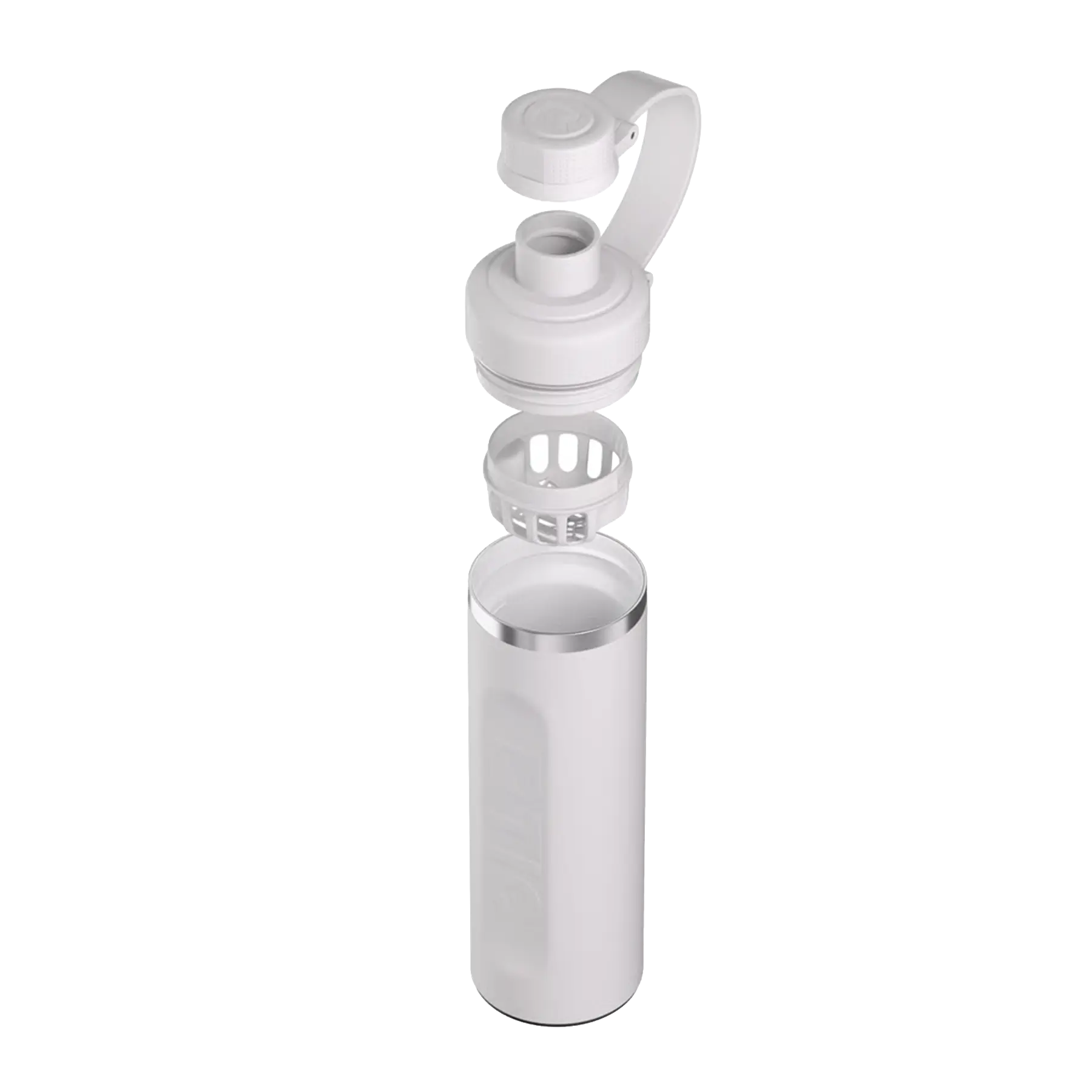 Removable shaker of cool grey RTIC 24 oz Refuel water bottle