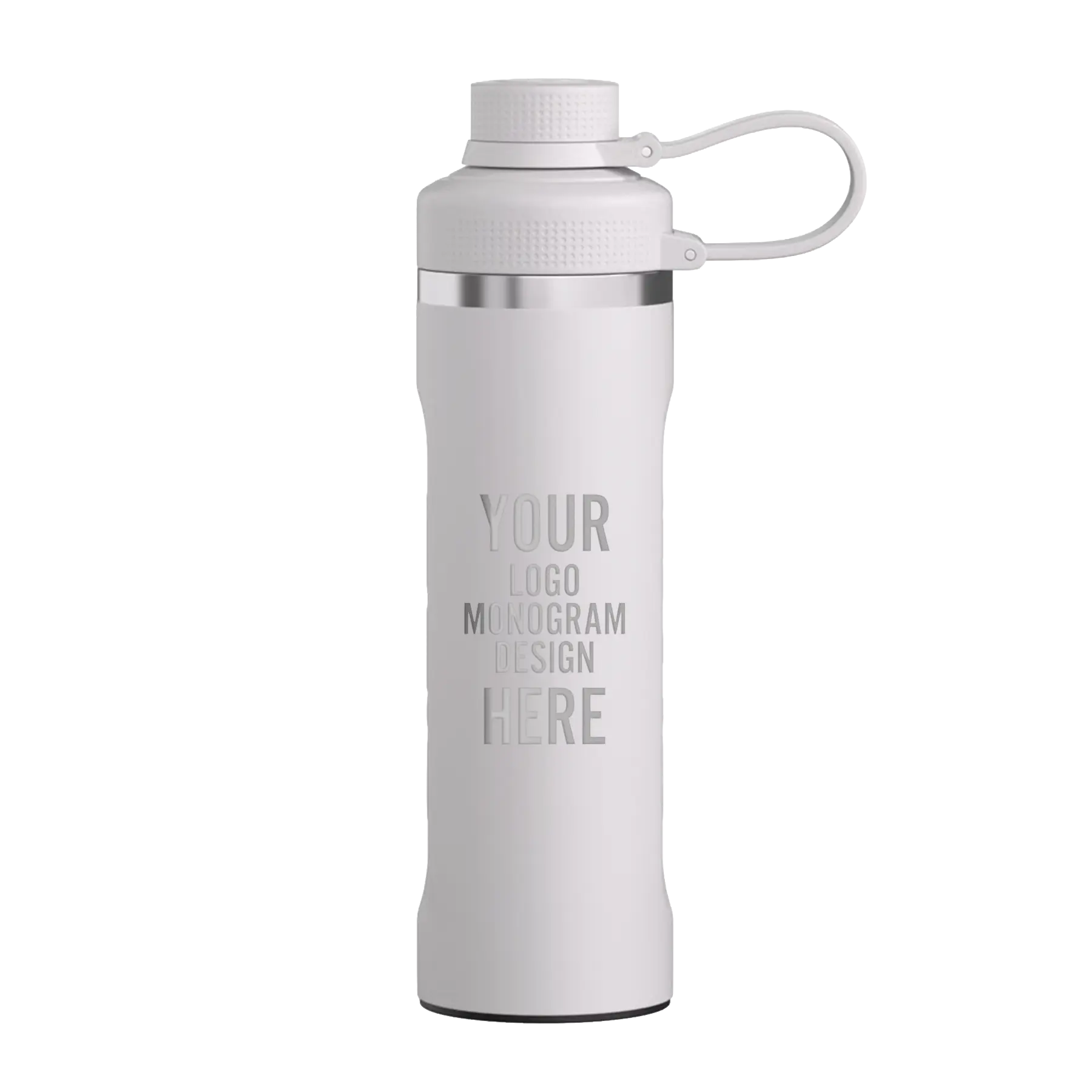Personalized cool grey RTIC 24 oz Refuel water bottle with custom laser engraved logo, monogram, or design