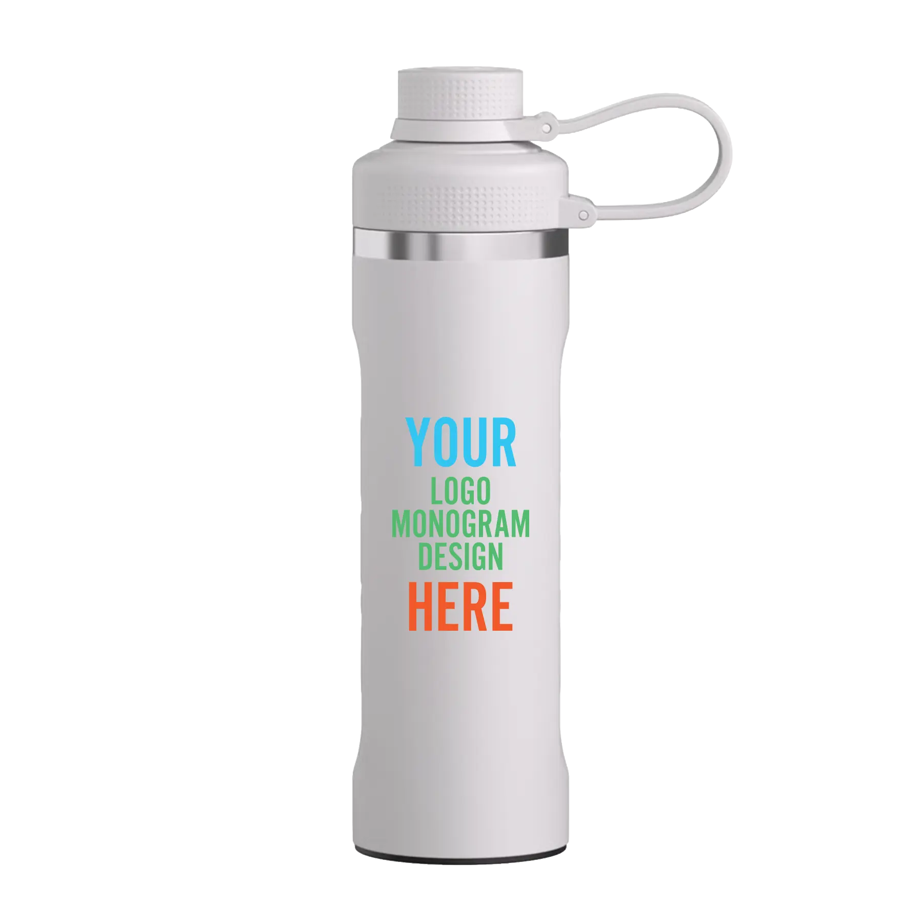 Personalized cool grey RTIC 24 oz Refuel water bottle with custom UV full color printed logo, monogram, or design