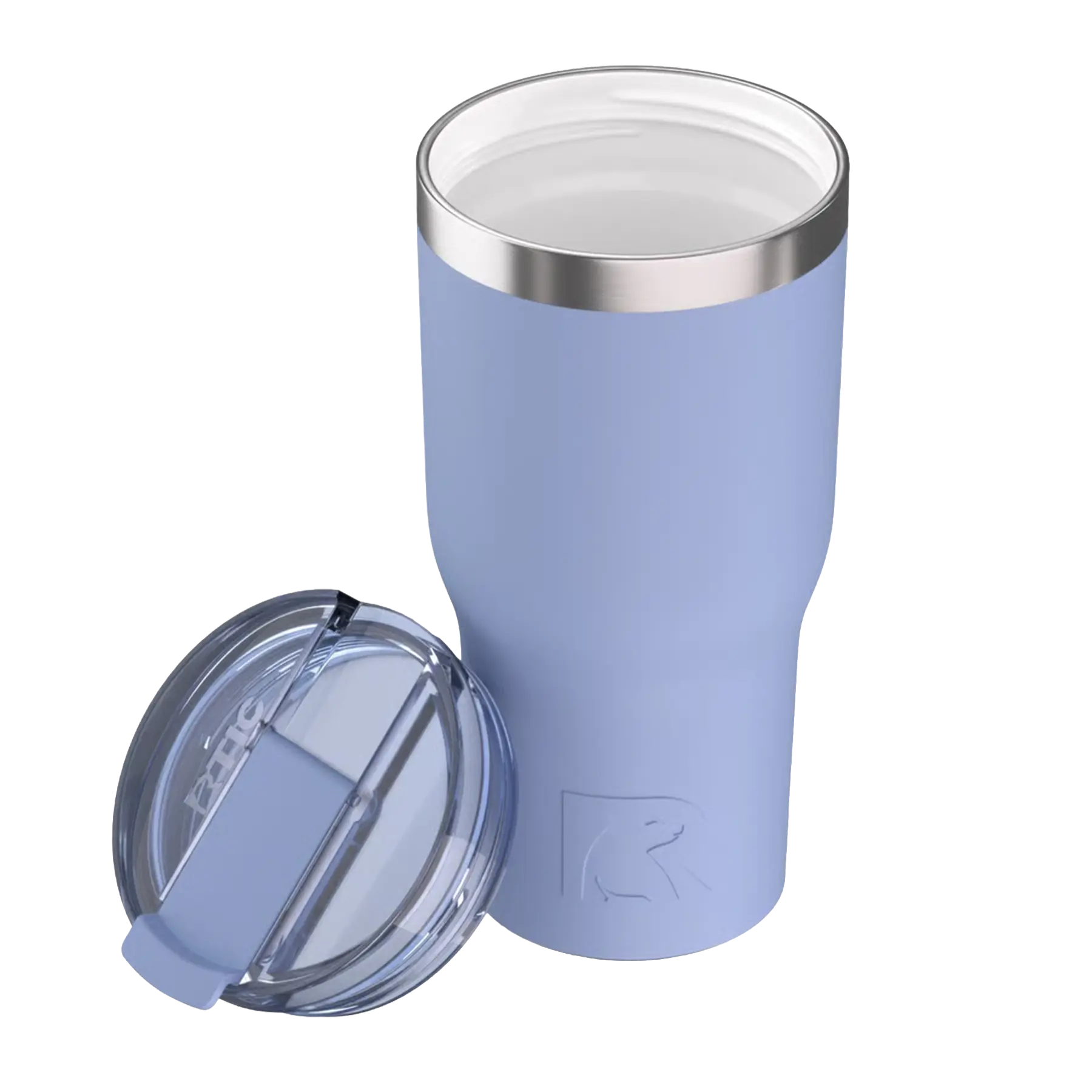 Ceramic-lined interior of periwinkle RTIC 30 oz Essential tumbler