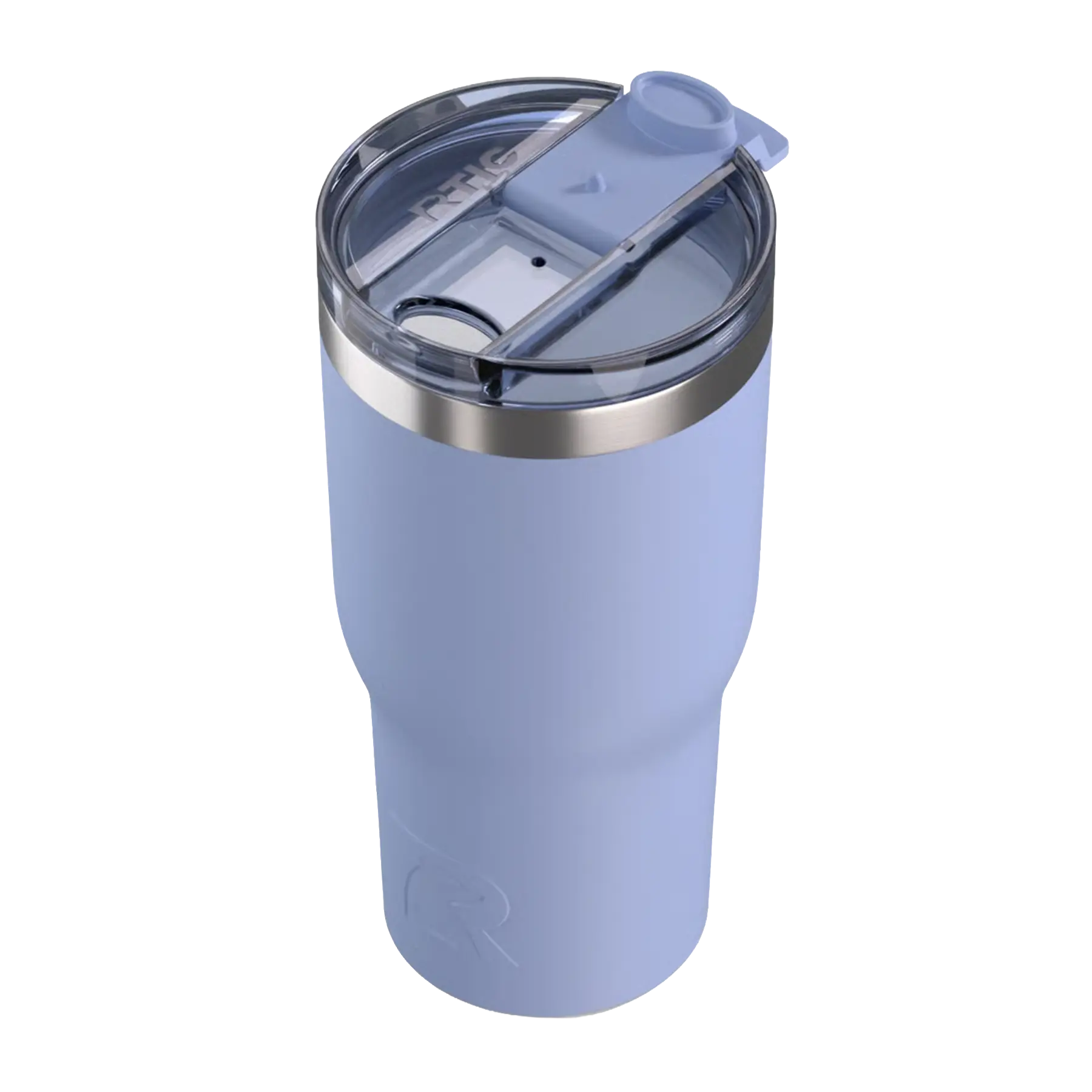 Spill-resistant travel lid for periwinkle RTIC 30 oz Essential tumbler