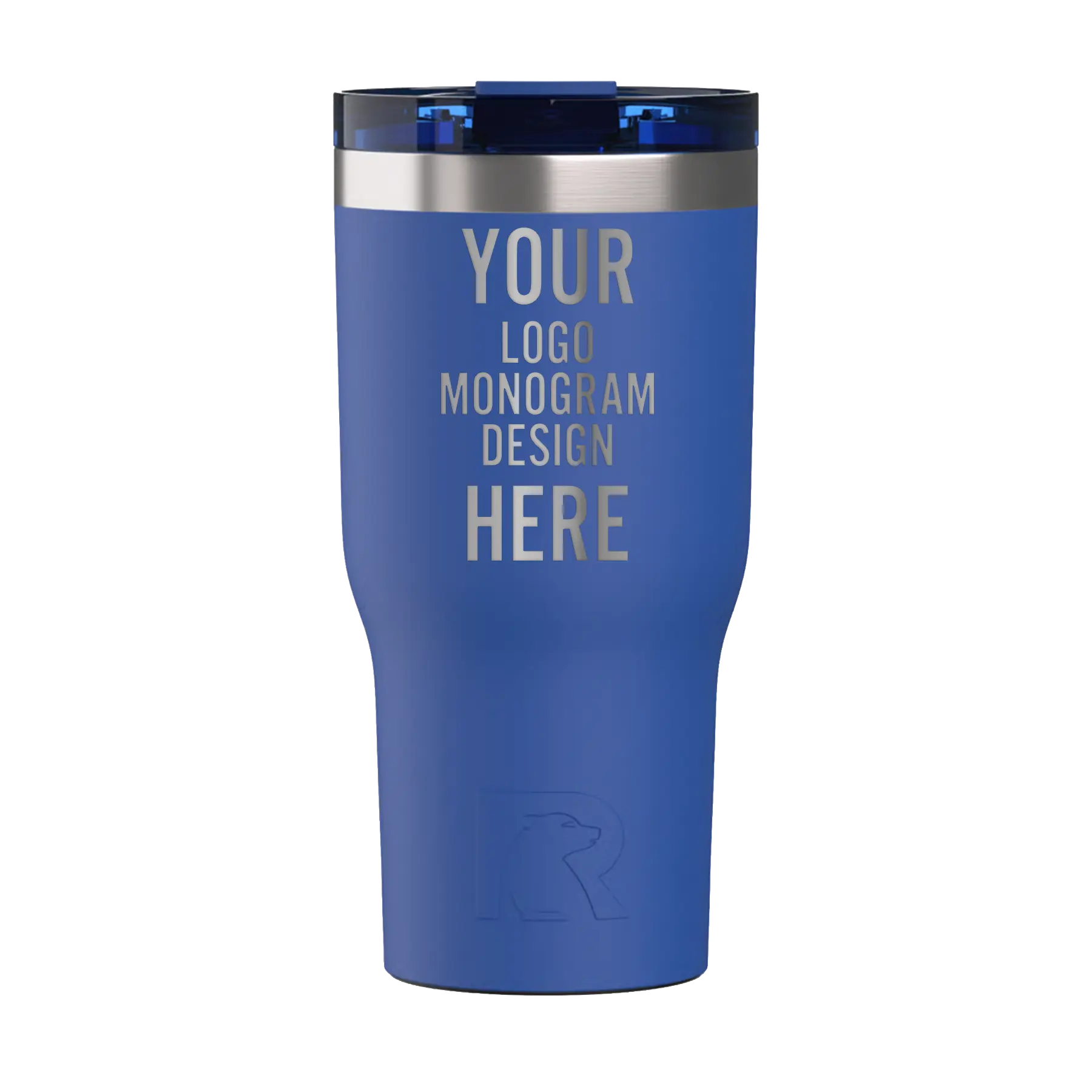 Personalized cobalt RTIC 30 oz Essential ceramic-lined tumbler with custom laser engraved logo, monogram, or design