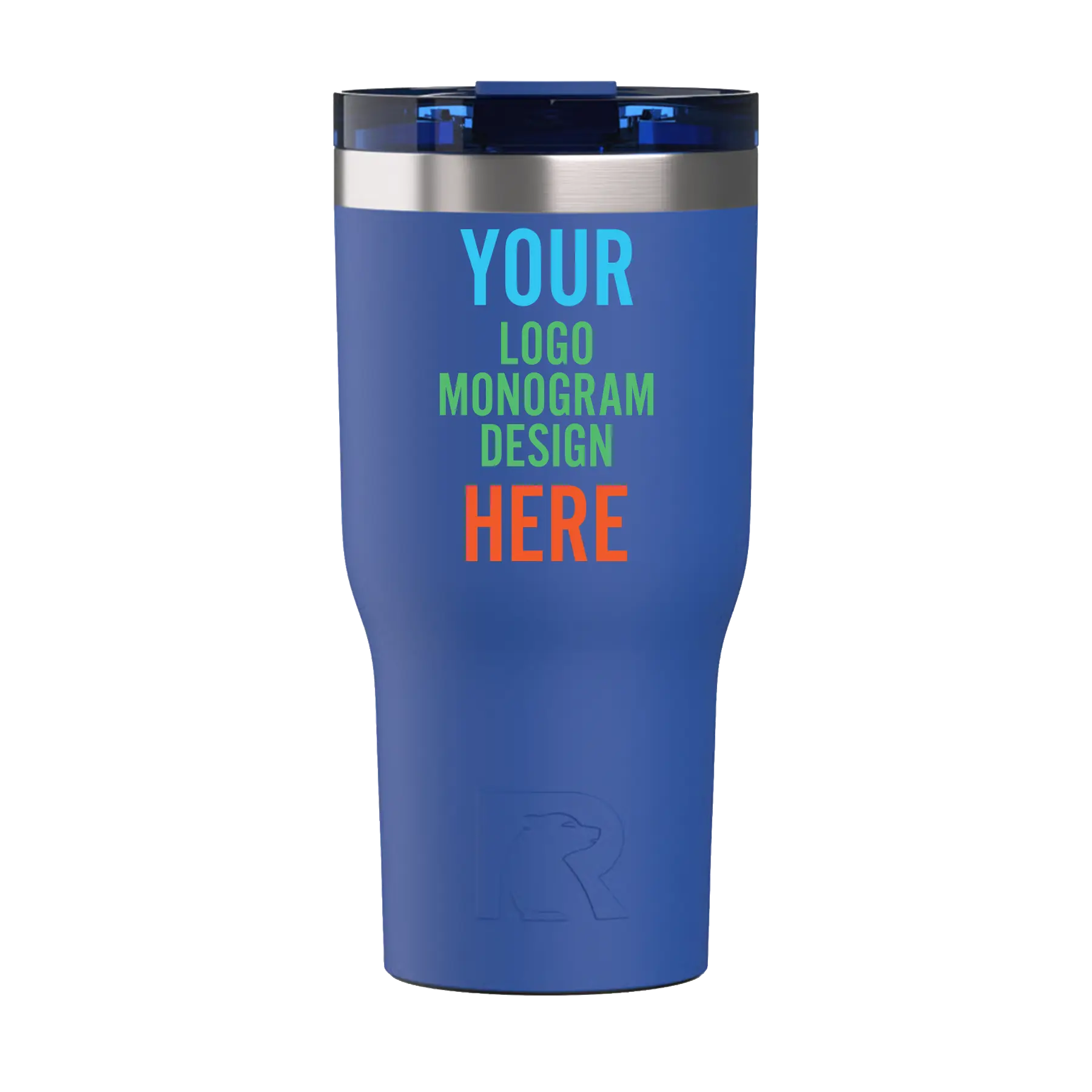 Personalized cobalt RTIC 30 oz Essential ceramic-lined tumbler with custom UV full color print logo, monogram, or design