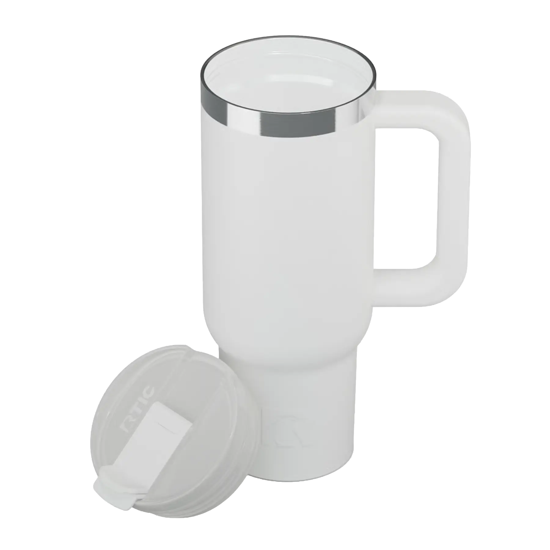 Ceramic-lined interior of white RTIC 30 oz Road Trip tumbler