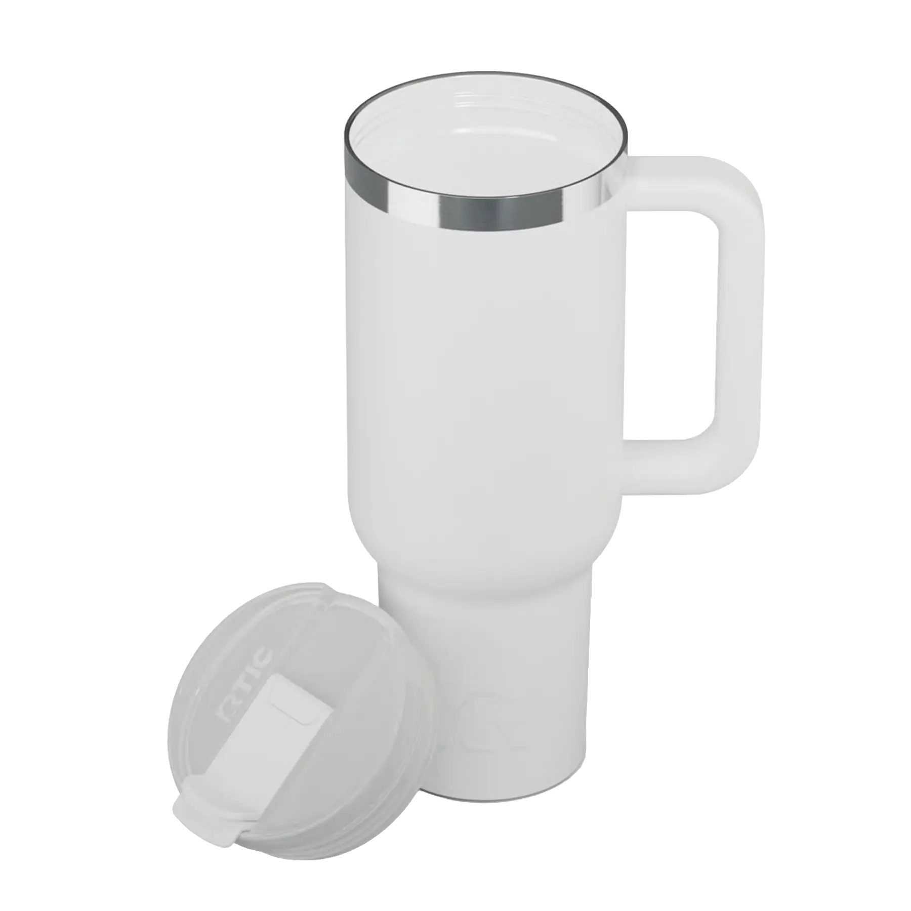 Ceramic-lined interior of white RTIC 40 oz Road Trip tumbler