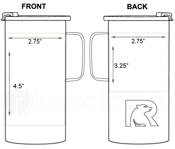 RTIC 16 oz Travel Mug Imprint Area