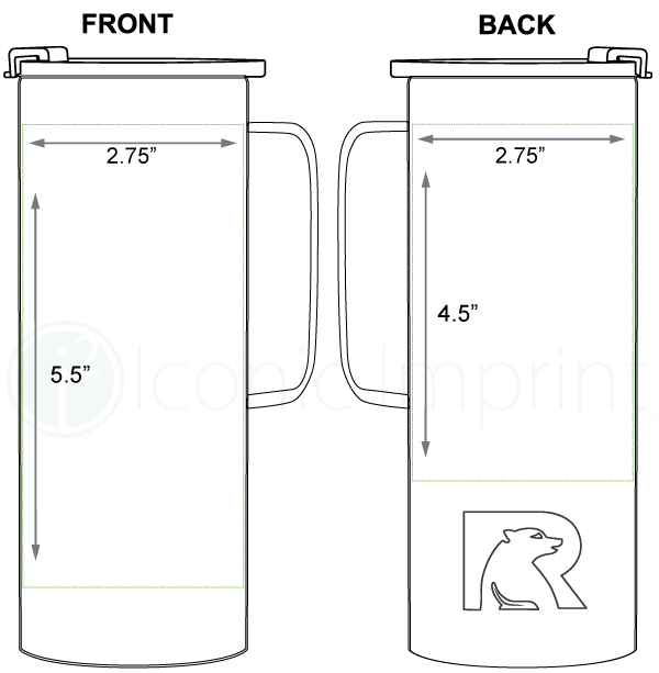 RTIC 20 oz Travel Mug Imprint Area