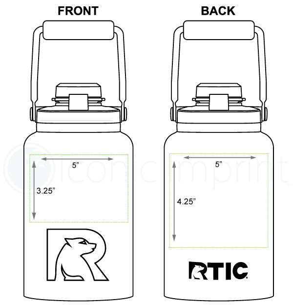 RTIC Half Gallon Jug Outback Bottle Imprint Area