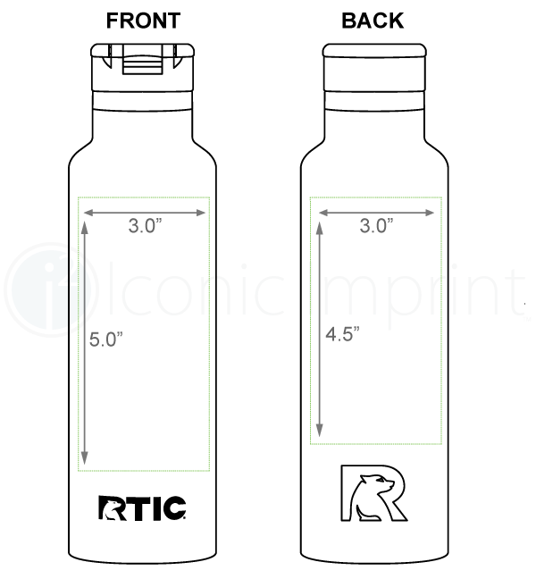 RTIC Journey 20 Water Bottle Imprint Area