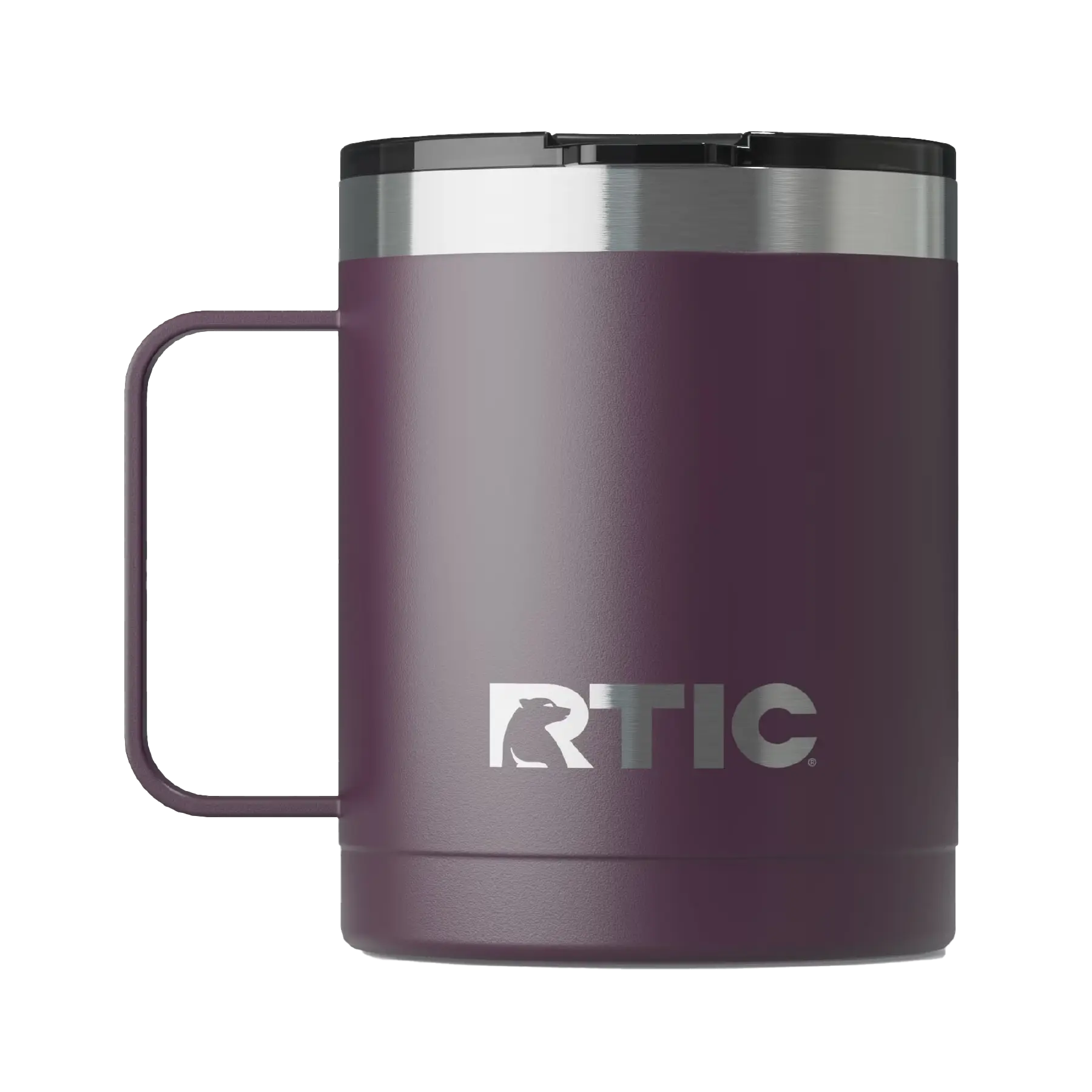Back view of plum RTIC 12 oz Essential insulated coffee mug