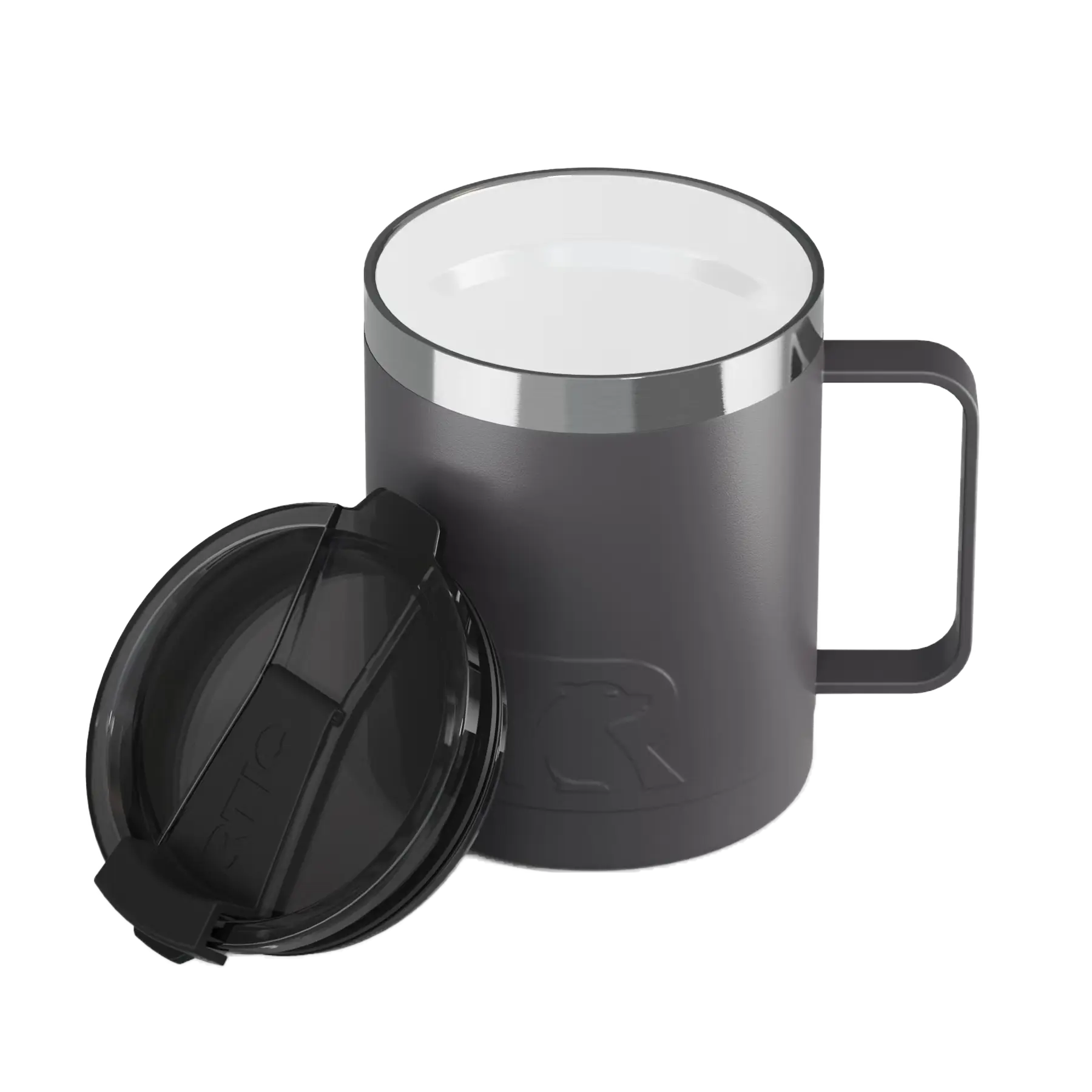 Ceramic-lined interior of graphite RTIC 12 oz Essential coffee mug