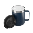 Ceramic-lined interior of navy RTIC 12 oz Essential coffee mug