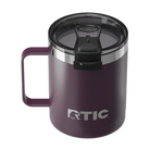 Spill-resistant flip lid for plum RTIC 12 oz Essential coffee mug