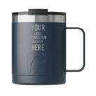 Personalized navy RTIC 12 oz Essential ceramic-lined coffee mug with custom laser engraved logo, monogram, or design
