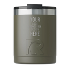 Personalized olive RTIC 12 oz Essential ceramic-lined lowball tumbler with custom laser engraved logo, monogram, or design