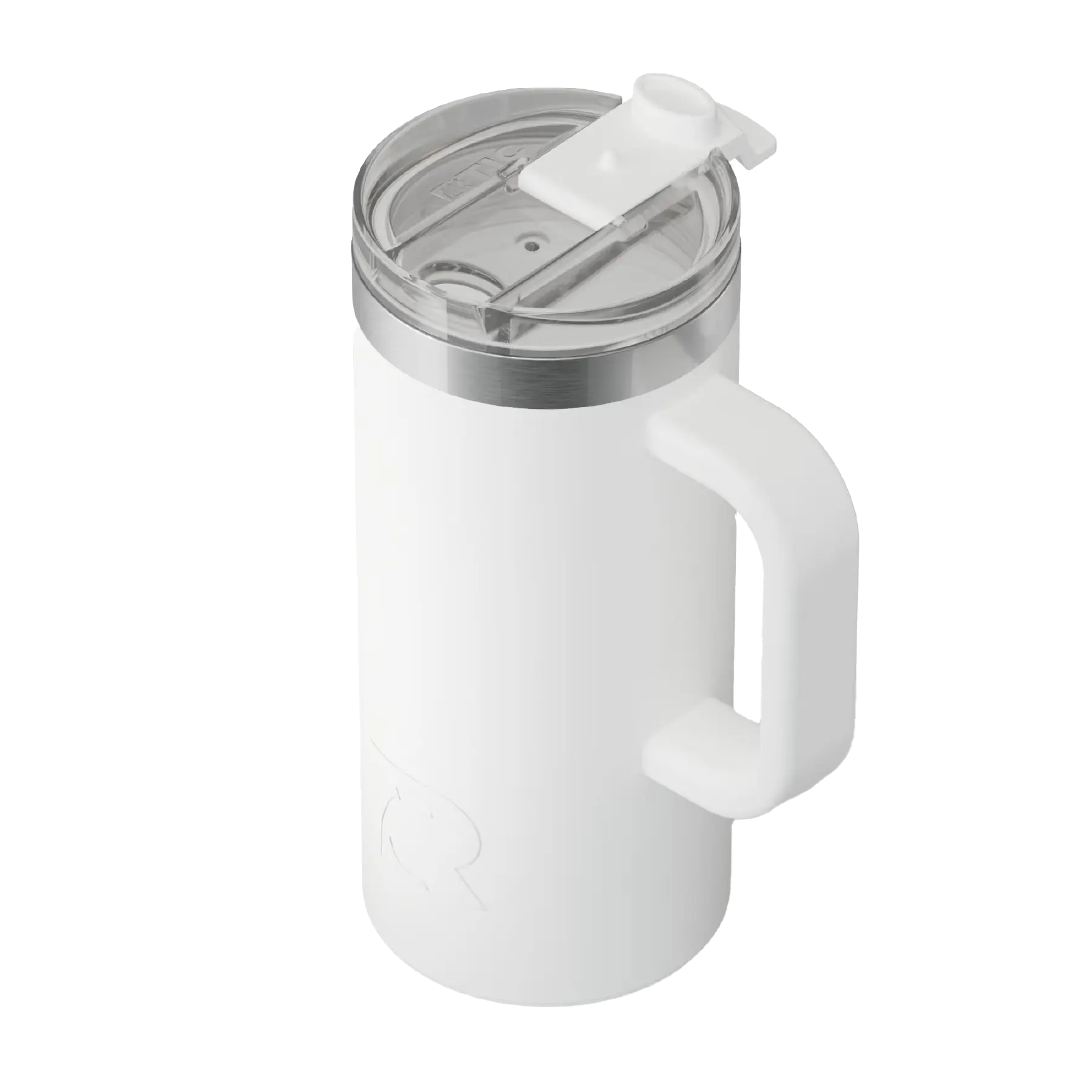 Spill-resistant flip lid for white RTIC 16 oz Road Trip travel mug