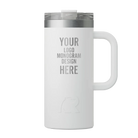 Personalized white RTIC 16 oz Road Trip ceramic-lined travel mug with custom laser engraved logo, monogram, or design