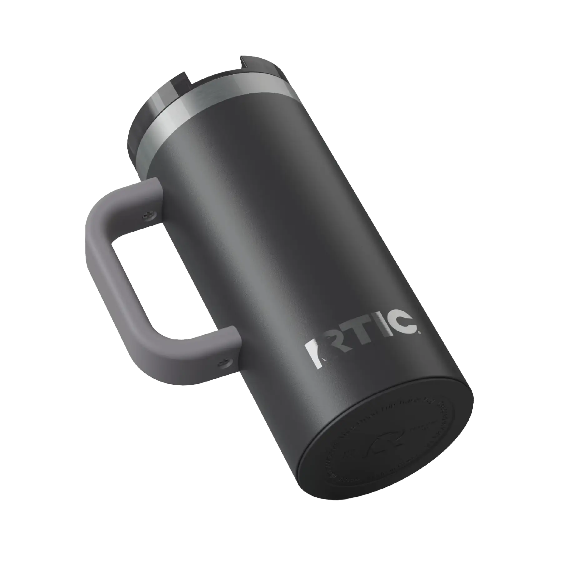 Built-in silicone anti-slip base on graphite RTIC 16 oz Road Trip travel mug