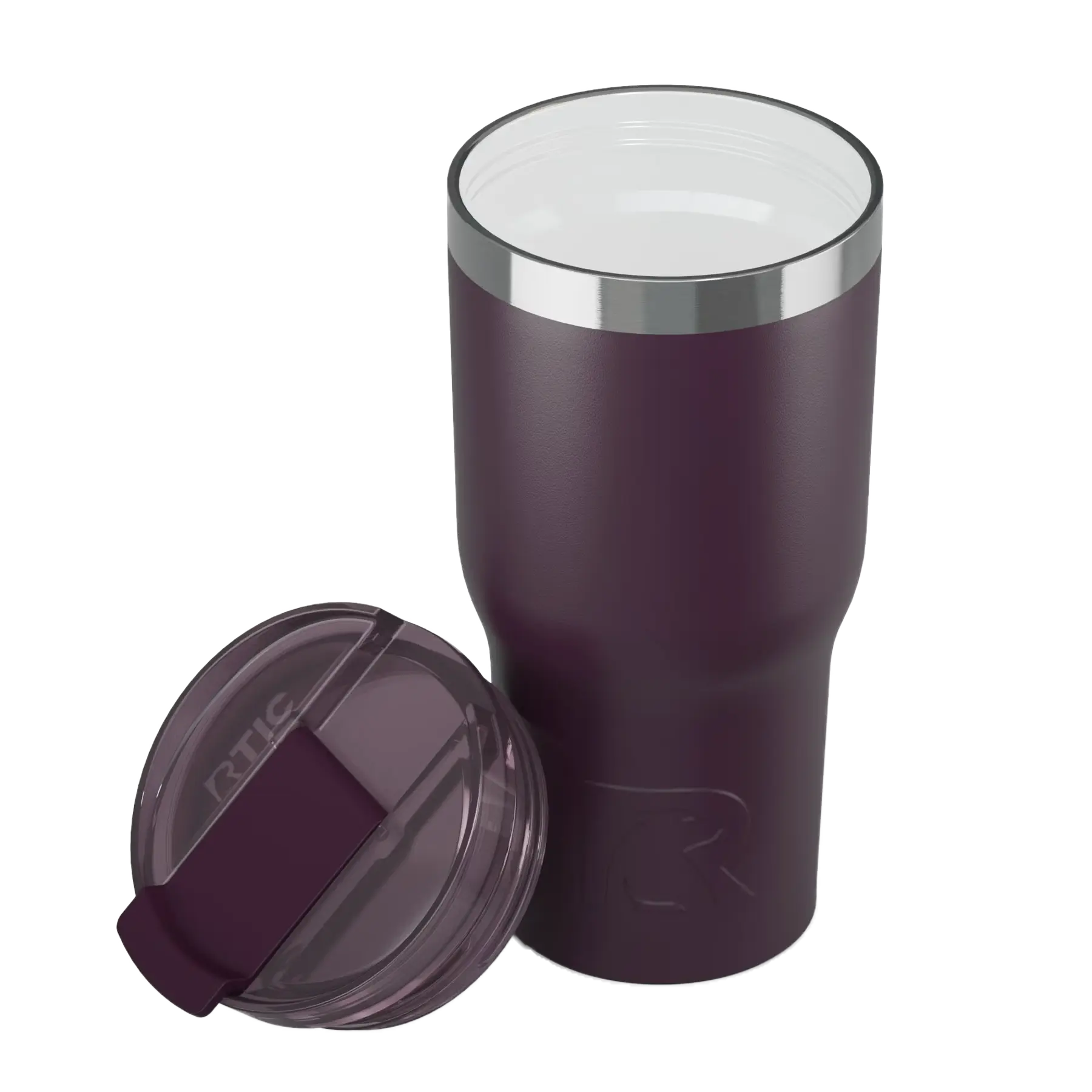Ceramic-lined interior of plum RTIC 20 oz Essential tumbler