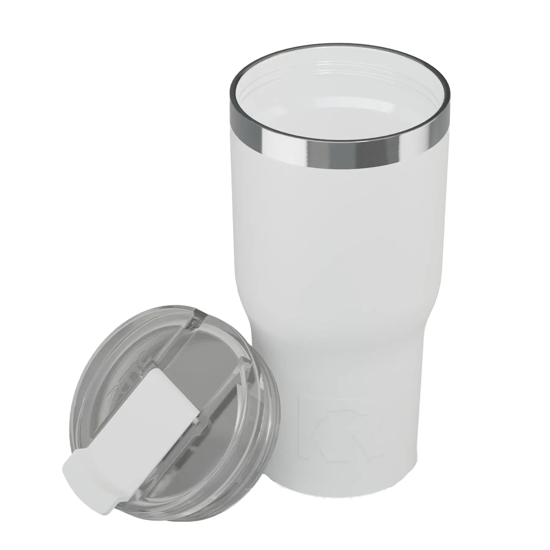 Ceramic-lined interior of white RTIC 20 oz Essential tumbler