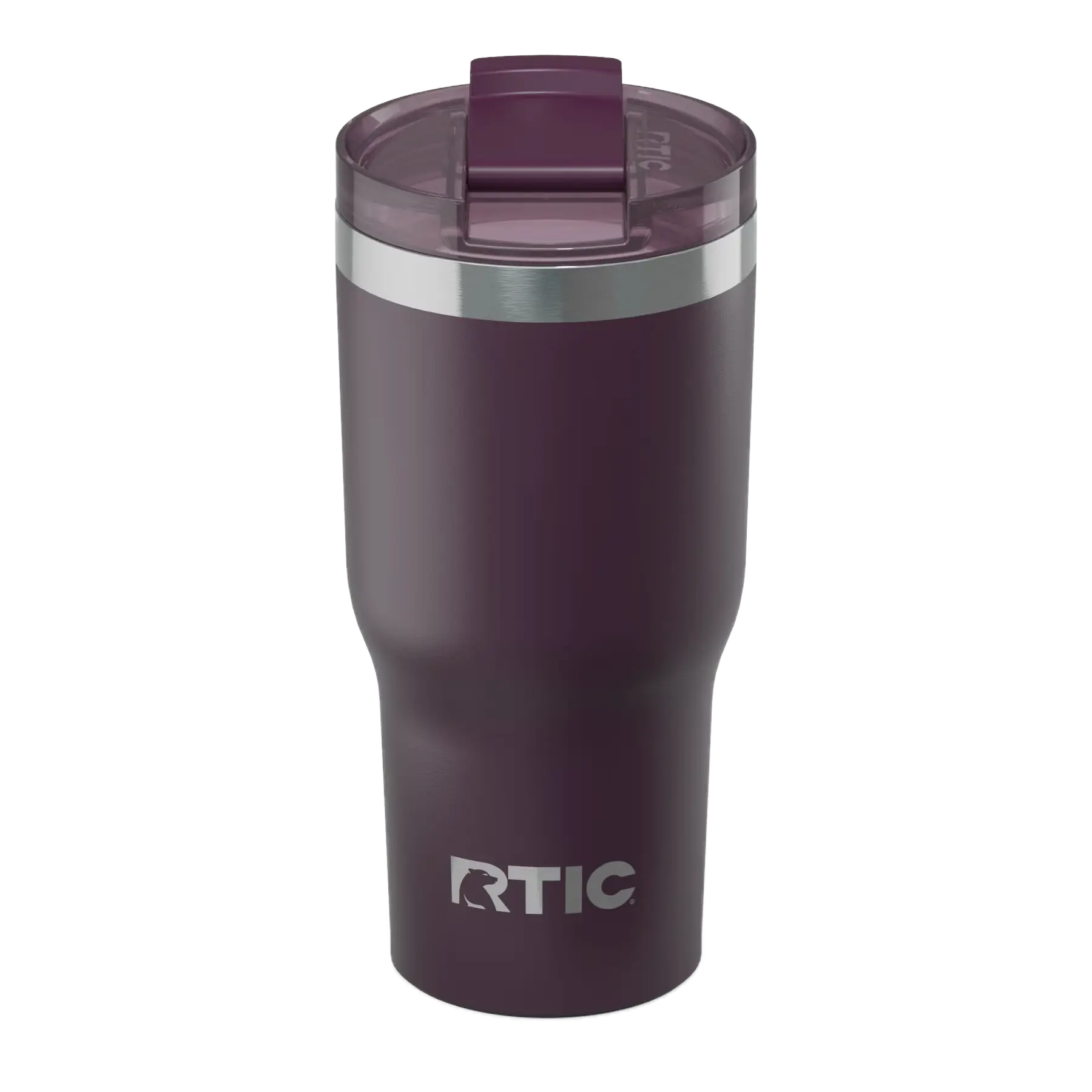 Spill-resistant travel lid for plum RTIC 20 oz Essential tumbler