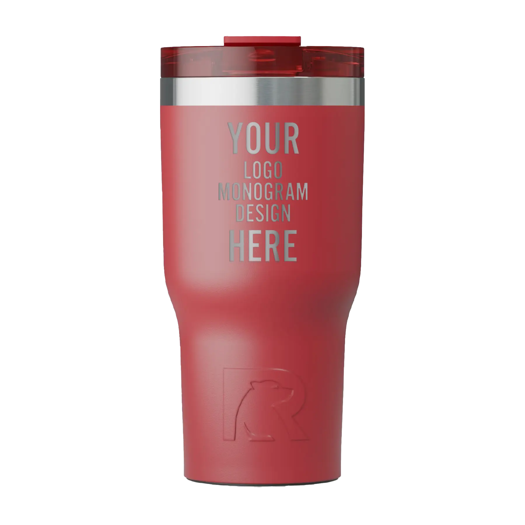 Personalized flag red RTIC 20 oz Essential ceramic-lined tumbler with custom laser engraved logo, monogram, or design