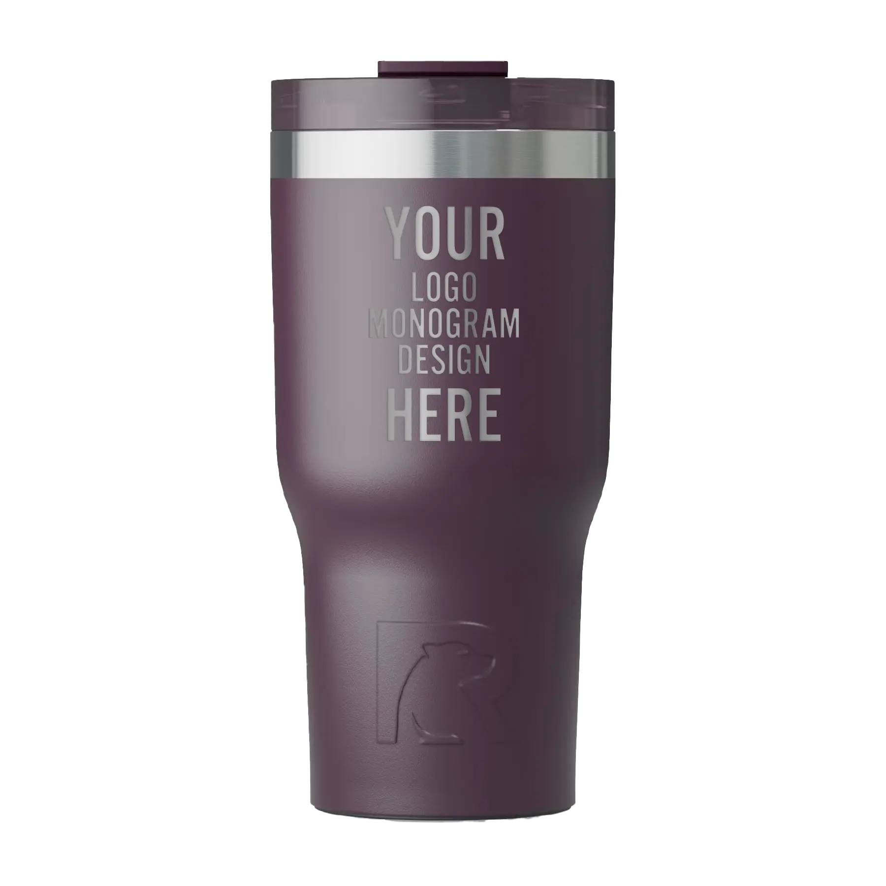 Personalized plum RTIC 20 oz Essential ceramic-lined tumbler with custom laser engraved logo, monogram, or design