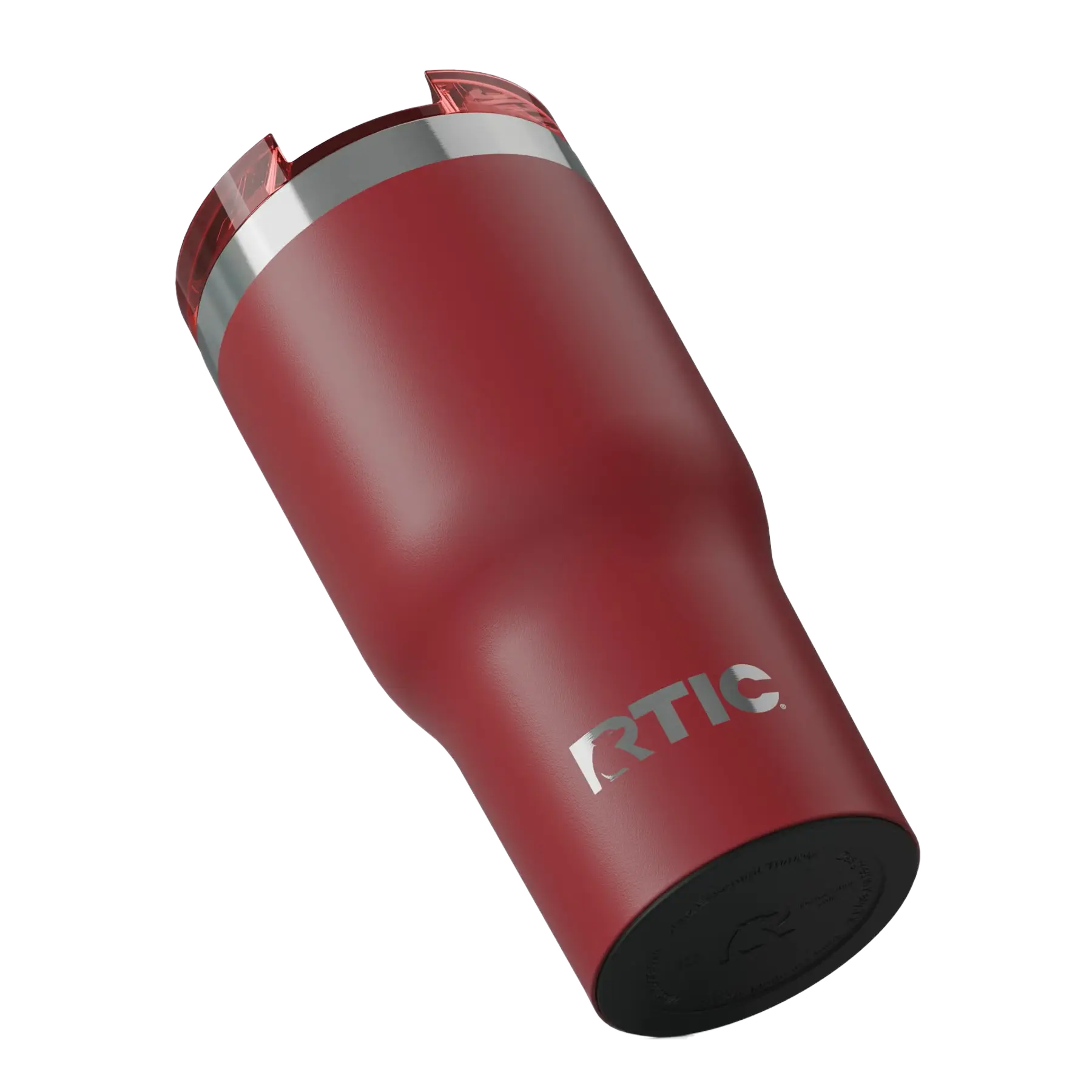Built-in silicone anti-slip base on flag red RTIC 20 oz Essential tumbler