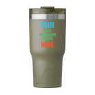 Personalized olive RTIC 20 oz Essential ceramic-lined tumbler with custom UV full color print logo, monogram, or design