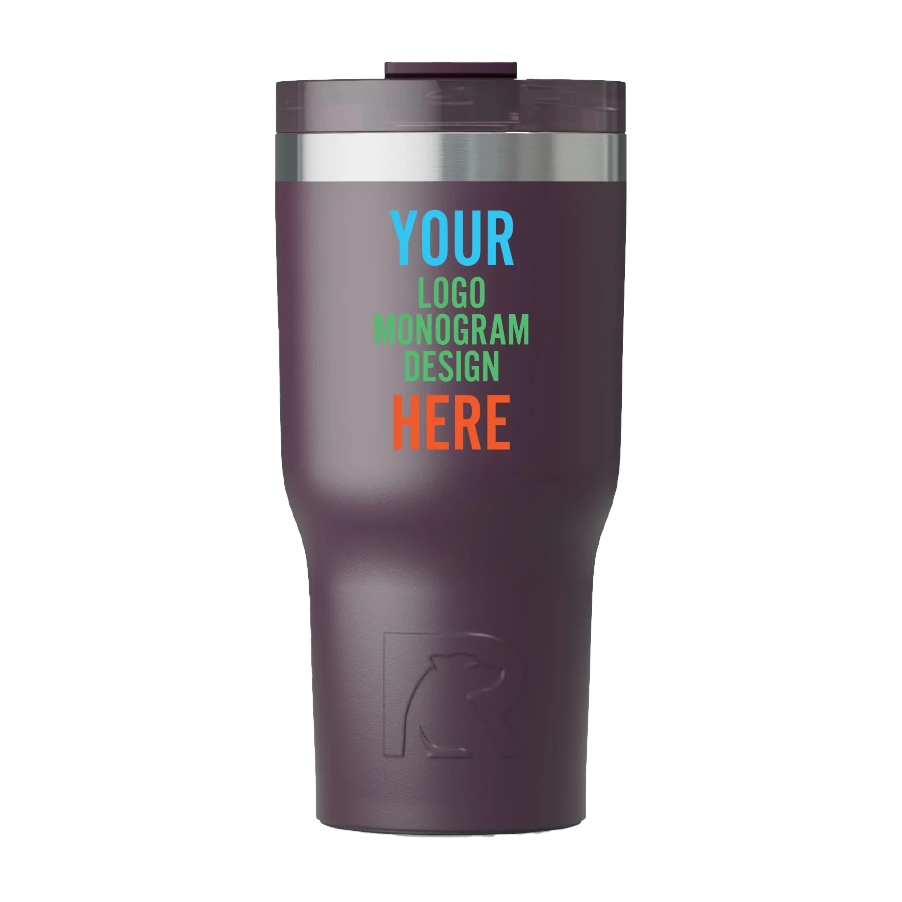 Personalized plum RTIC 20 oz Essential ceramic-lined tumbler with custom UV full color print logo, monogram, or design