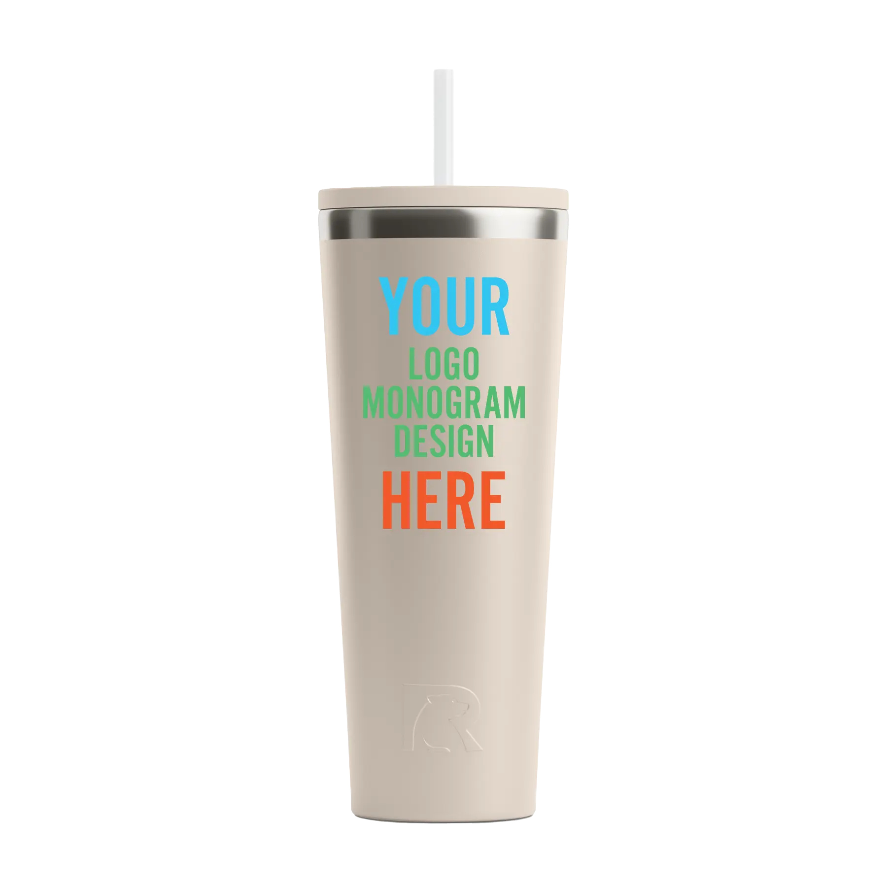Personalized beach RTIC 28 oz Everyday ceramic-lined tumbler with custom laser engraved logo, monogram, or design