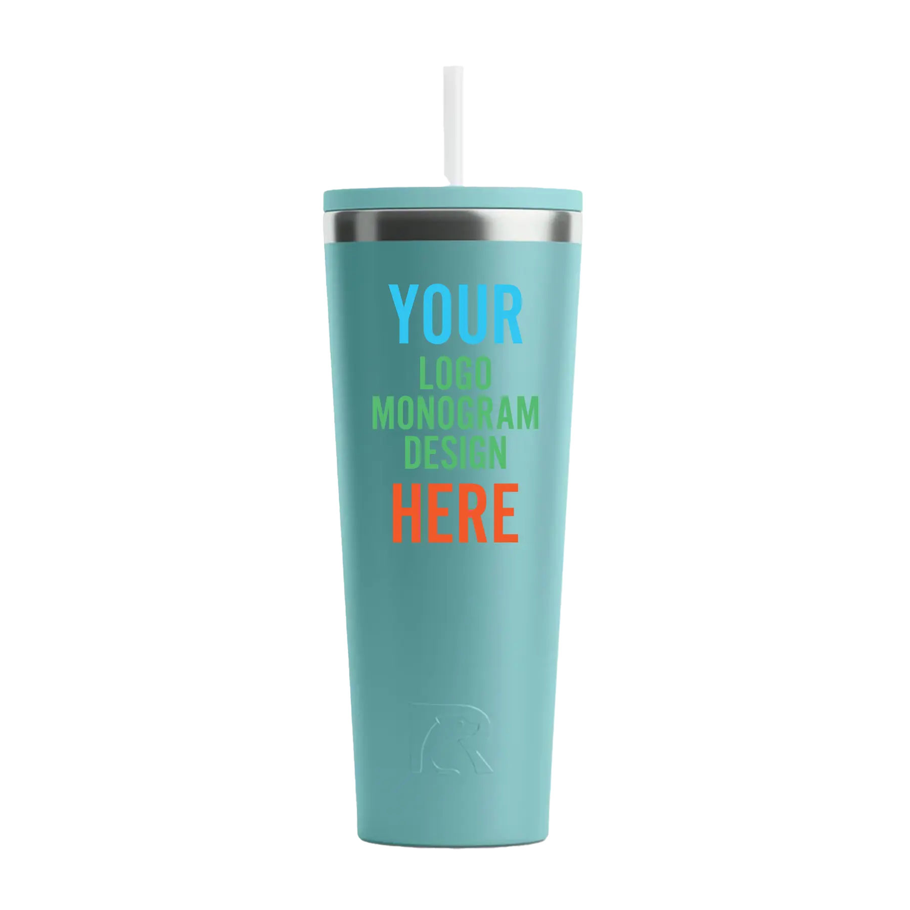 Personalized lagoon RTIC 28 oz Everyday ceramic-lined tumbler with custom UV full color printed logo, monogram, or design