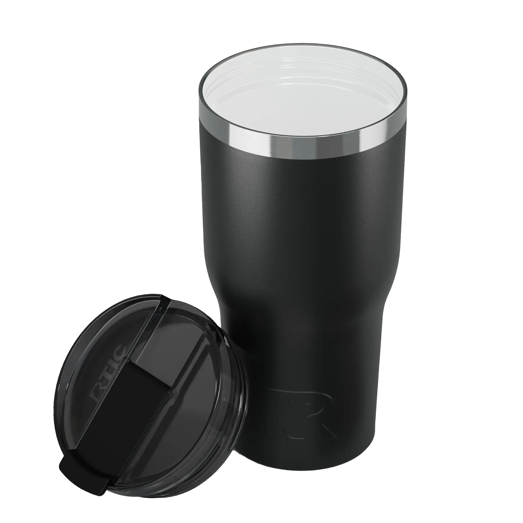 Ceramic-lined interior of black RTIC 30 oz Everyday tumbler