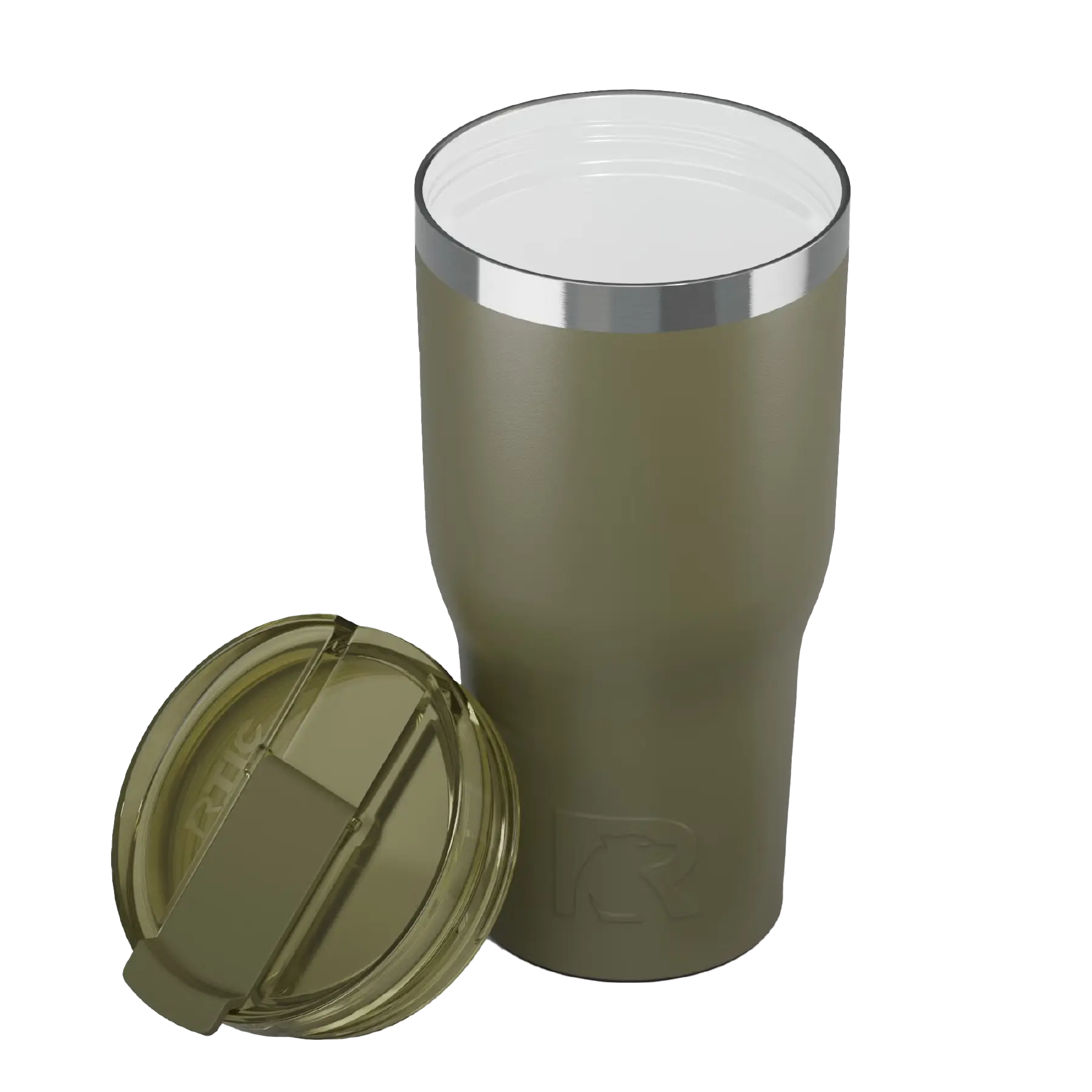Ceramic-lined interior of olive RTIC 30 oz Everyday tumbler