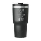 Personalized black RTIC 30 oz Essential ceramic-lined tumbler with custom laser engraved logo, monogram, or design