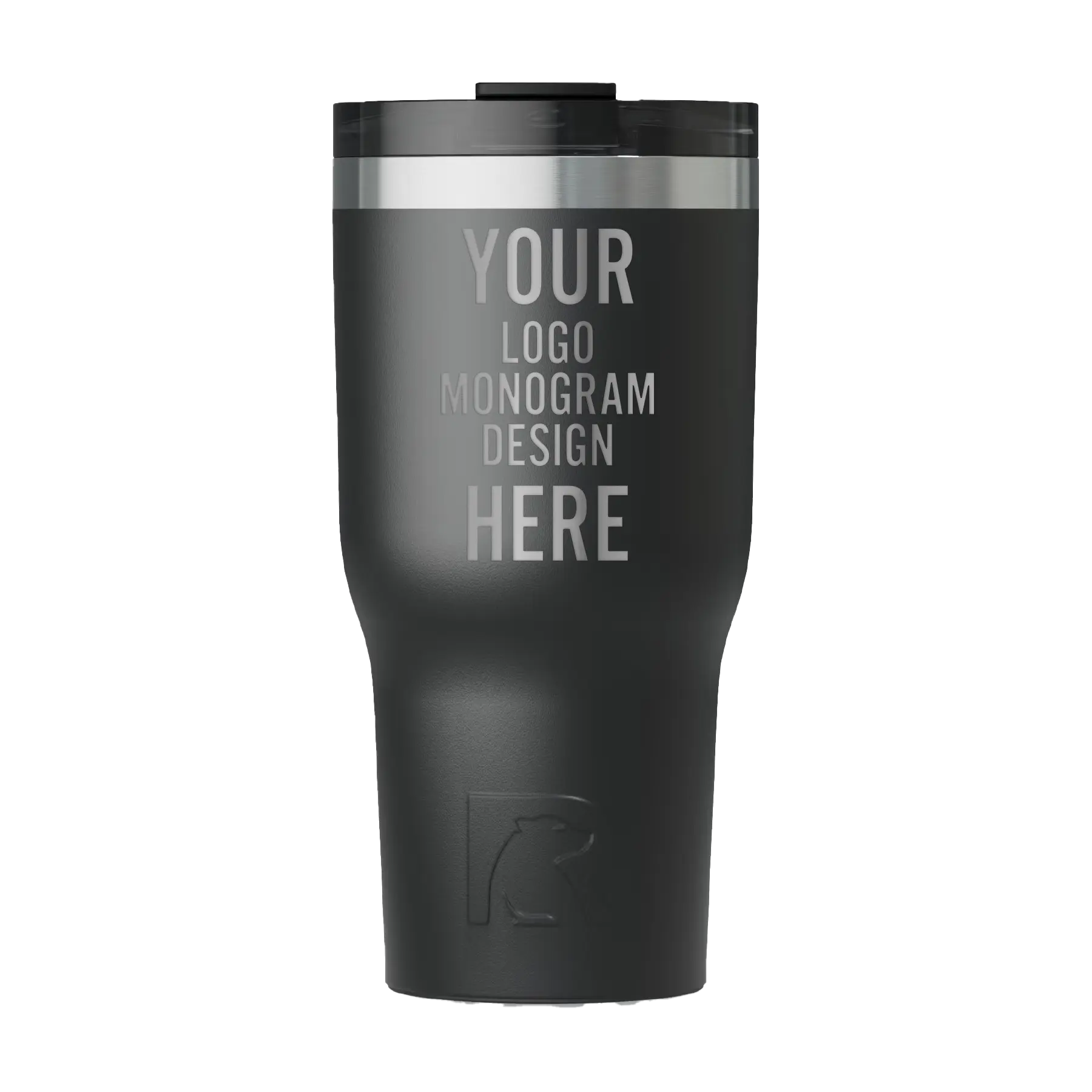 Personalized black RTIC 30 oz Essential ceramic-lined tumbler with custom laser engraved logo, monogram, or design