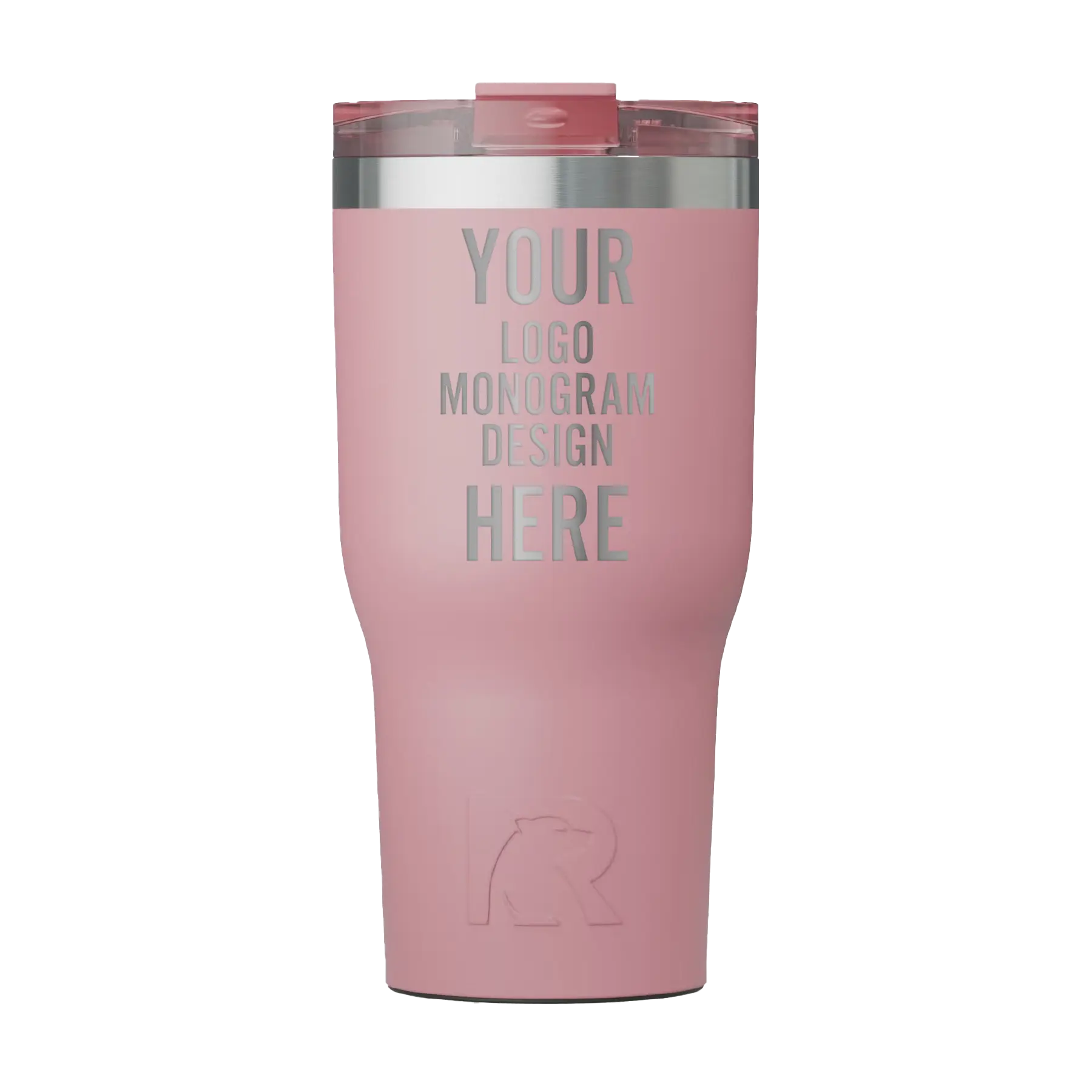 Personalized dusty rose RTIC 30 oz Essential ceramic-lined tumbler with custom laser engraved logo, monogram, or design