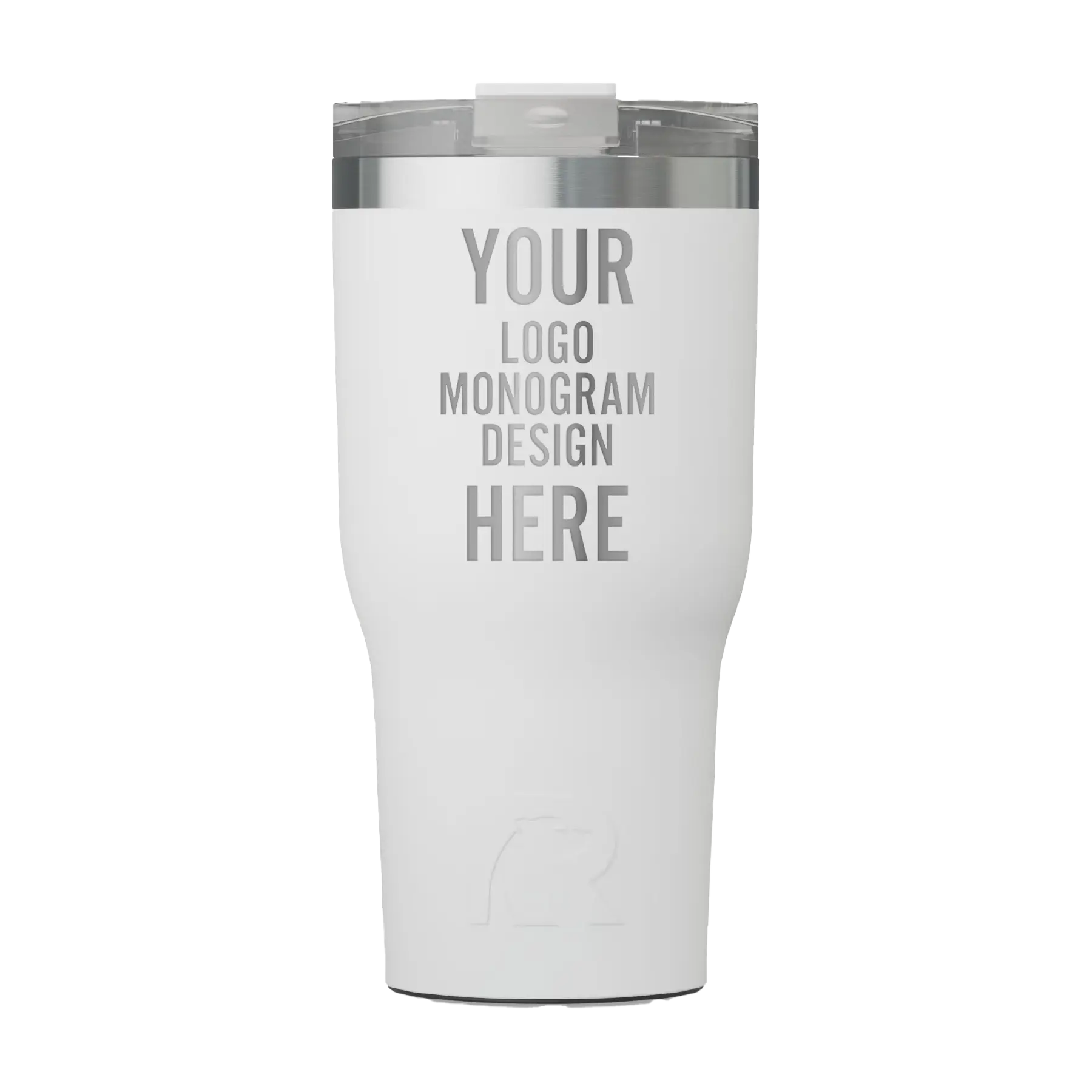 Personalized white RTIC 30 oz Essential ceramic-lined tumbler with custom laser engraved logo, monogram, or design
